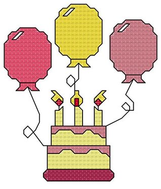 [5138a] ^R.e.a.d@ ^O.n.l.i.n.e^ Cake with Balloons cross stitch chart/ pattern perfect for birthdays: Perfect for putting in a frame or card - Rainbow Stitches !P.D.F@